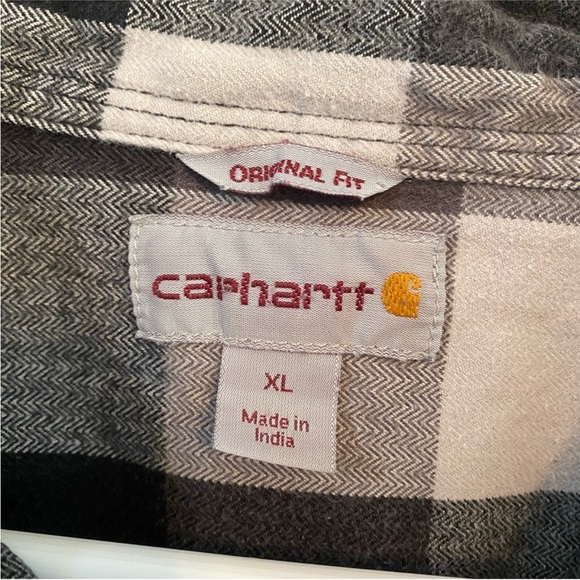 Carhartt black and white plaid flannel button down shirt XL - Picture 4 of 7